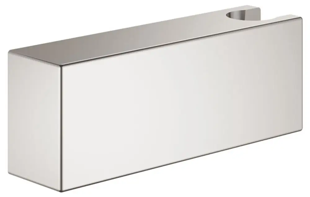 Metallischer Schlauchanschluss mit Wandhalterung, gefertigt von Keuco. Die Oberfläche ist in gebürstetem Nickel ausgeführt.